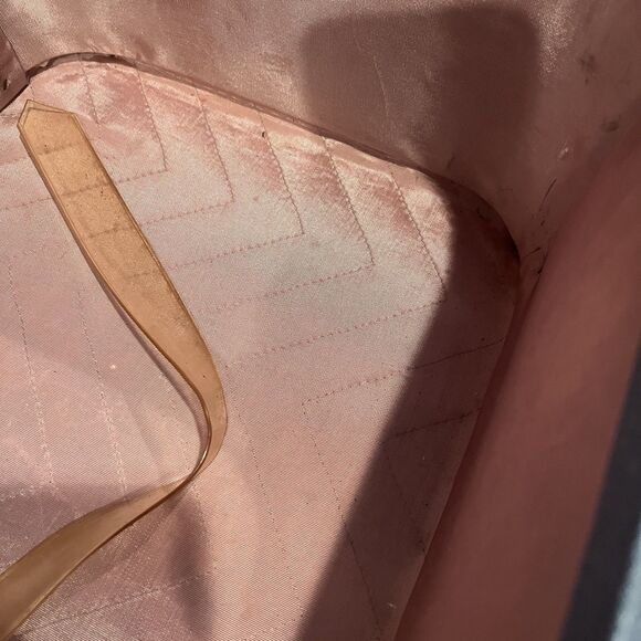 Rare First Lady 1960's Blue Train Case Pebbled, Pink Interior Riveted No Key - Picture 12 of 16